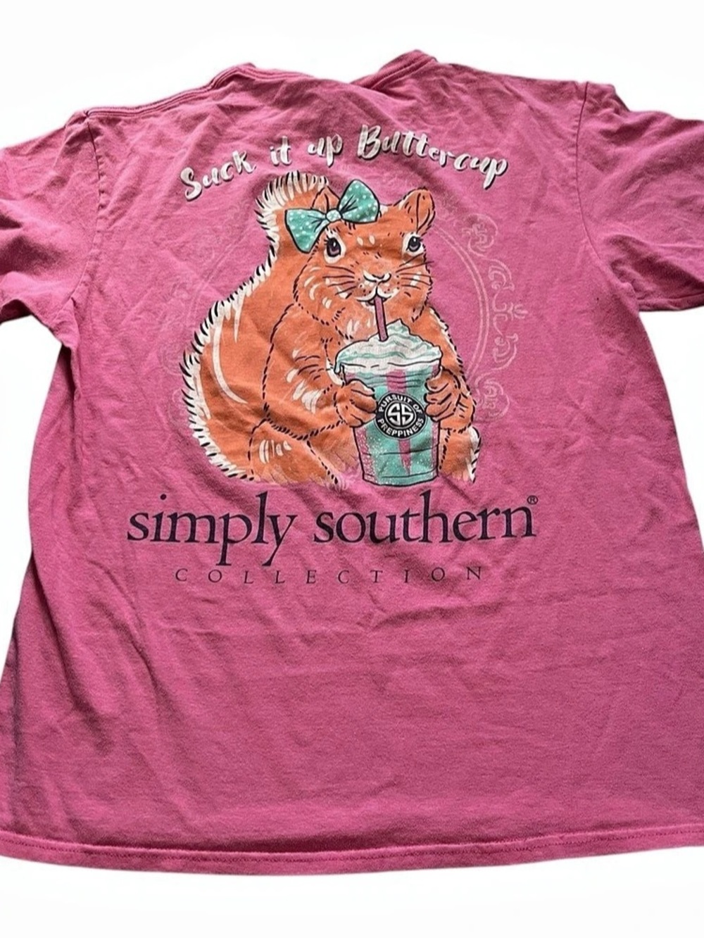 Simply Southern Suck It Up Buttercup Squirrel T-Shirt Graphic Tee Size Medium